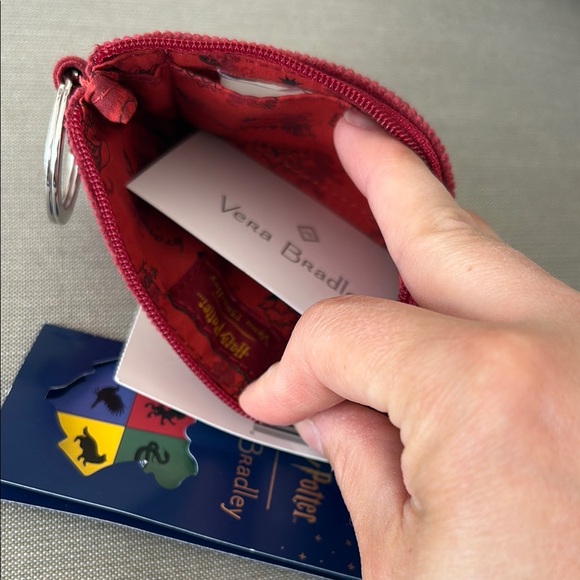 Vera Bradley Burgundy Corduroy Keychain zip ID Pouch - Picture 7 of 7